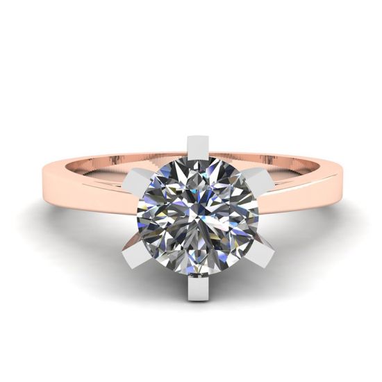 Anello di diamanti in oro rosa 18 carati per fidanzamento, Immagine 1