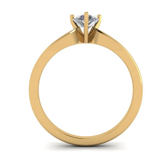 Anello Solitario Diamante Pera in Oro Giallo 6 griffe,  Ingrandisci immagine 2