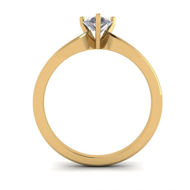 Anello Solitario Diamante Pera in Oro Giallo 6 griffe - Foto 1