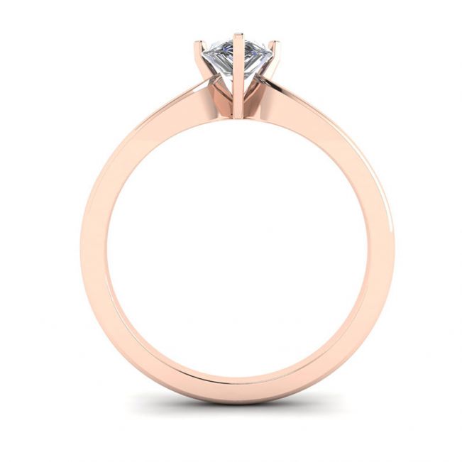 Anello Solitario Diamante Pera in Oro Rosa 6 griffe - Foto 1