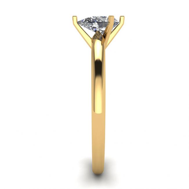 Anello Solitario Diamante Pera in Oro Giallo 6 griffe - Foto 2