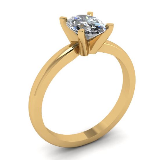 Anello con diamante ovale in oro giallo 18 carati,  Ingrandisci immagine 4