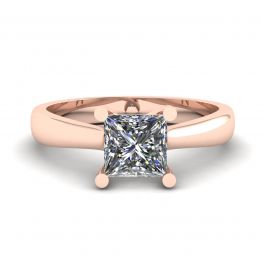 Anello in oro rosa 18 carati con diamante taglio Princess