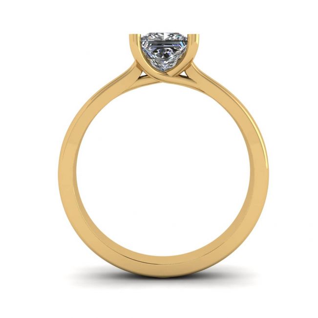 Anello in oro giallo 18 carati con diamante taglio Princess - Foto 1