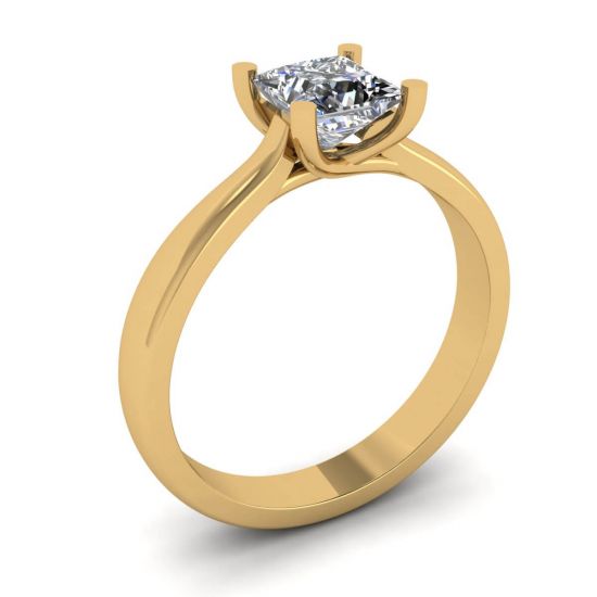 Anello in oro giallo 18 carati con diamante taglio Princess,  Ingrandisci immagine 4