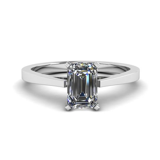 Anello con diamante taglio smeraldo in stile futuristico, Ingrandisci immagine 1