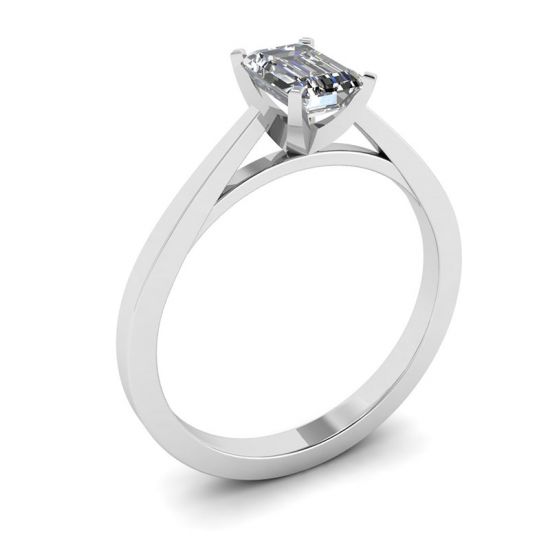Anello con diamante taglio smeraldo in stile futuristico,  Ingrandisci immagine 4