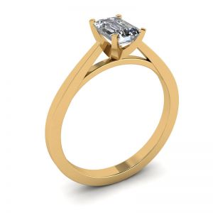 Anello con diamanti a taglio smeraldo in stile futuristico in oro giallo 18 carati - Foto 3