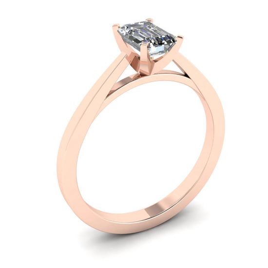 Anello con diamanti taglio smeraldo in stile futuristico in oro rosa 18 carati,  Ingrandisci immagine 4