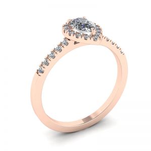 Anello a forma di pera con diamante Halo in oro rosa 18 carati - Foto 3