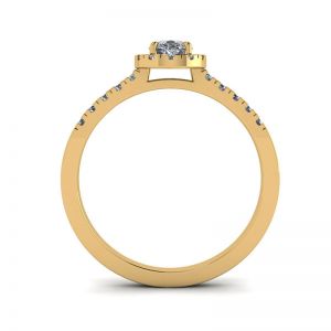 Anello a forma di pera con diamante Halo in oro giallo 18 carati - Foto 1