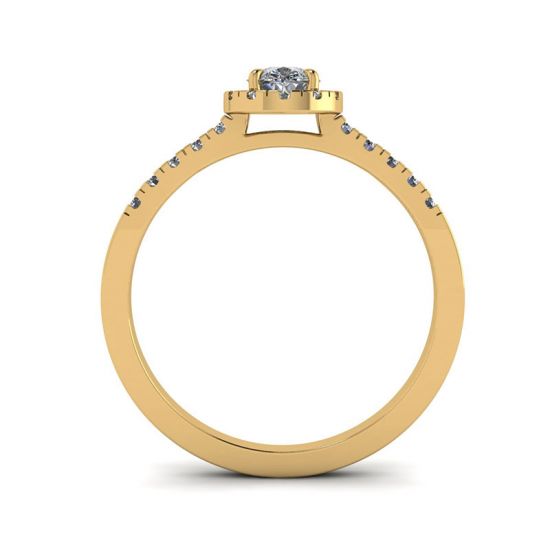 Anello a forma di pera con diamante Halo in oro giallo 18 carati, More Image 0