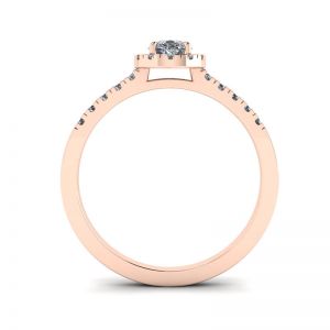 Anello a forma di pera con diamante Halo in oro rosa 18 carati - Foto 1