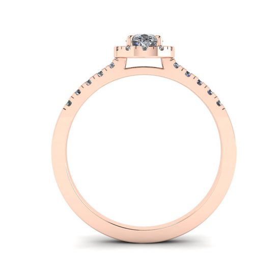 Anello a forma di pera con diamante Halo in oro rosa 18 carati, More Image 0