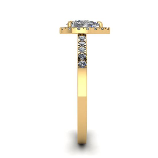 Anello a forma di pera con diamante Halo in oro giallo 18 carati, More Image 1