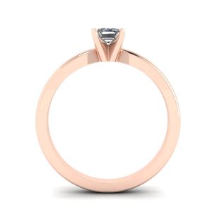 Anello Diamante Rettangolare in Oro Bianco-Rosa - Foto 1