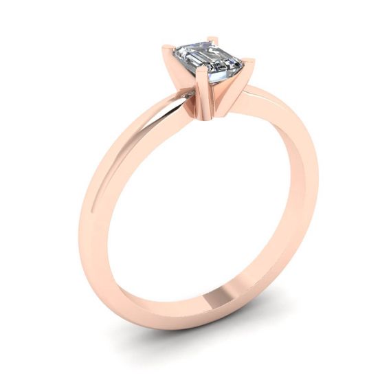 Anello Diamante Rettangolare in Oro Bianco-Rosa,  Ingrandisci immagine 4