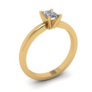 Anello Diamante Rettangolare in Oro Bianco-Giallo - Foto 3