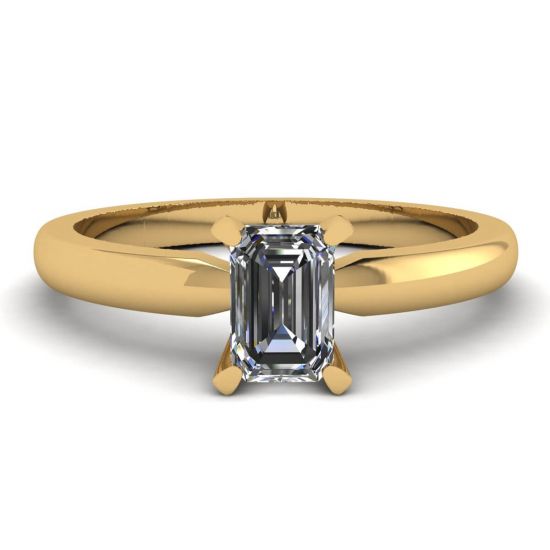 Anello Diamante Rettangolare in Oro Bianco-Giallo, Ingrandisci immagine 1