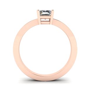 Anello con diamante rettangolare in oro rosa - Foto 1