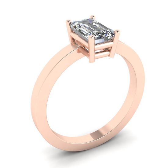 Anello con diamante rettangolare in oro rosa,  Ingrandisci immagine 4