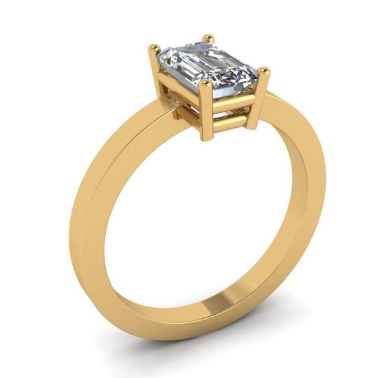 Anello con diamante rettangolare in oro giallo 18 carati,  Ingrandisci immagine 4