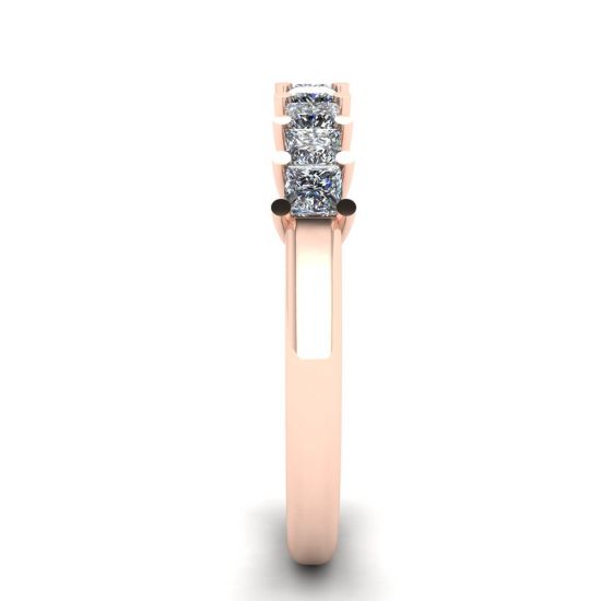 9 Square Princess Diamond Ring in oro rosa, More Image 1