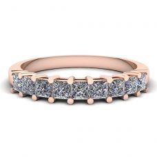 9 Square Princess Diamond Ring in oro rosa