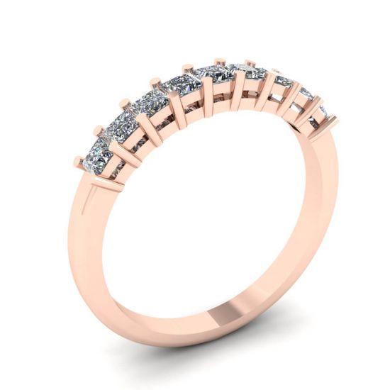 9 Square Princess Diamond Ring in oro rosa,  Ingrandisci immagine 4
