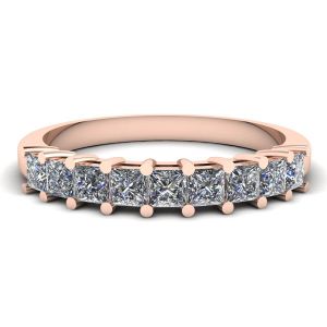 9 Square Princess Diamond Ring in oro rosa