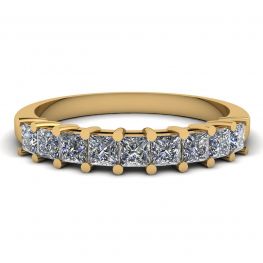 9 Square Princess Anello con diamanti in oro giallo