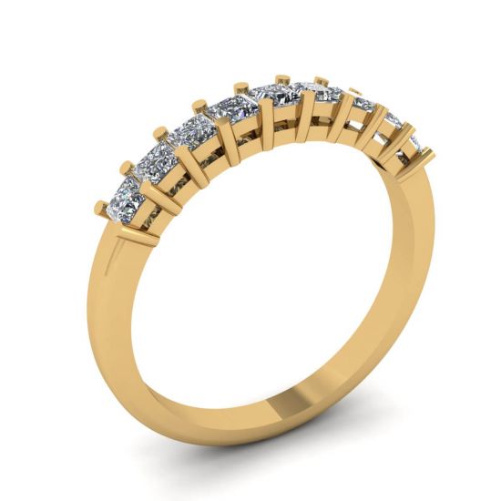 9 Square Princess Anello con diamanti in oro giallo,  Ingrandisci immagine 4