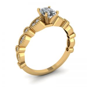 Anello in stile romantico con diamante ovale in oro giallo - Foto 3