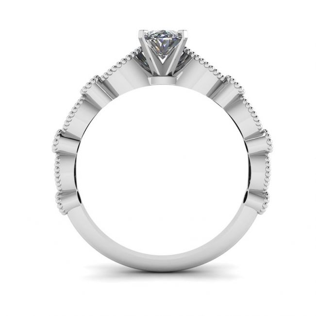 Anello in stile romantico con diamante ovale in oro bianco - Foto 1