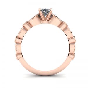 Anello in stile romantico con diamante ovale in oro rosa - Foto 1