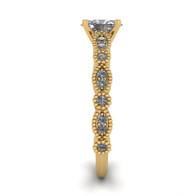 Anello in stile romantico con diamante ovale in oro giallo - Foto 2