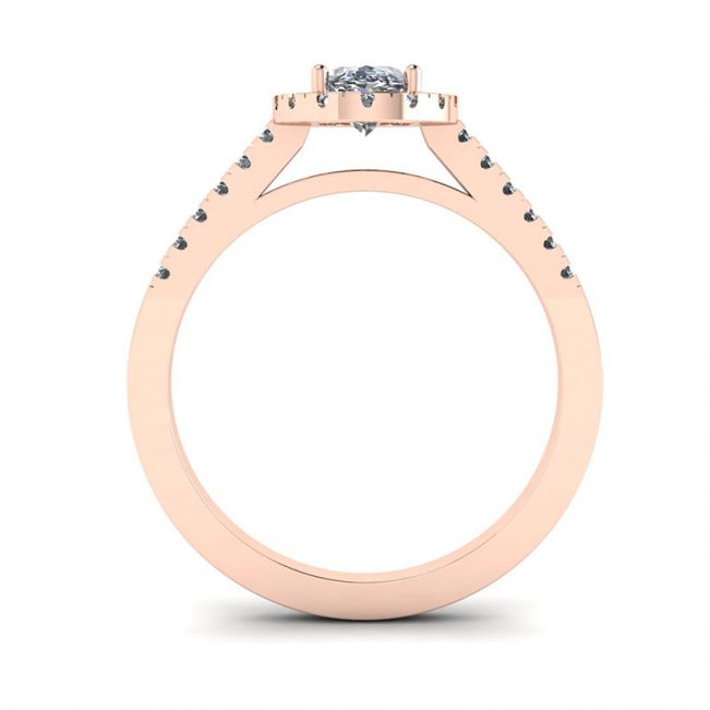Anello con diamante ovale in oro rosa - Foto 1