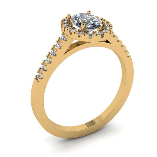 Anello Diamante Ovale Oro Giallo,  Ingrandisci immagine 4