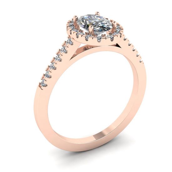 Anello con diamante ovale in oro rosa,  Ingrandisci immagine 4