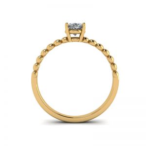 Diamante ovale su anello in oro giallo 18 carati con perline - Foto 1