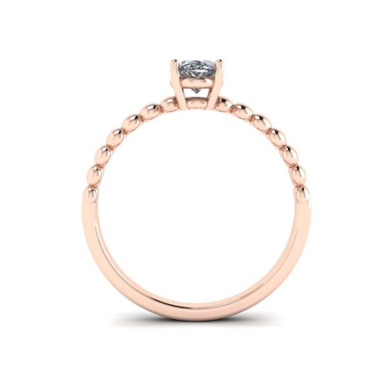 Diamante ovale su anello in oro rosa 18 carati con perline,  Ingrandisci immagine 2