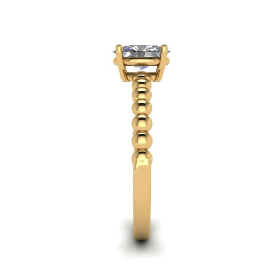 Diamante ovale su anello in oro giallo 18 carati con perline, More Image 1