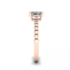 Diamante ovale su anello in oro rosa 18 carati con perline - Foto 2