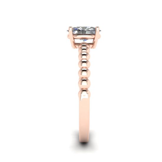 Diamante ovale su anello in oro rosa 18 carati con perline,  Ingrandisci immagine 3