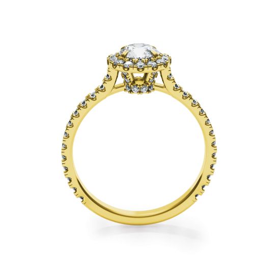 Anello con diamante rotondo Halo in oro giallo 18 carati,  Ingrandisci immagine 4