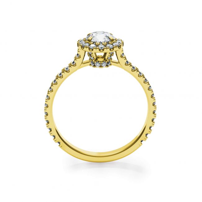 Anello con diamante rotondo Halo in oro giallo 18 carati - Foto 3