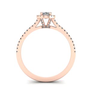 Anello a taglio ovale con diamante Halo in oro rosa 18 carati - Foto 1