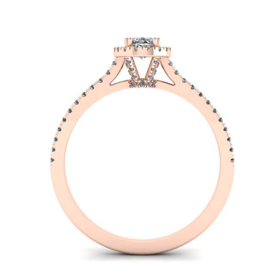 Anello a taglio ovale con diamante Halo in oro rosa 18 carati,  Ingrandisci immagine 2
