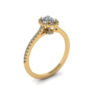Anello a taglio ovale con diamante Halo in oro giallo 18 carati - Foto 3
