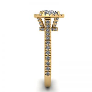 Anello con taglio a pera di diamanti Halo in oro giallo 18 carati - Foto 2